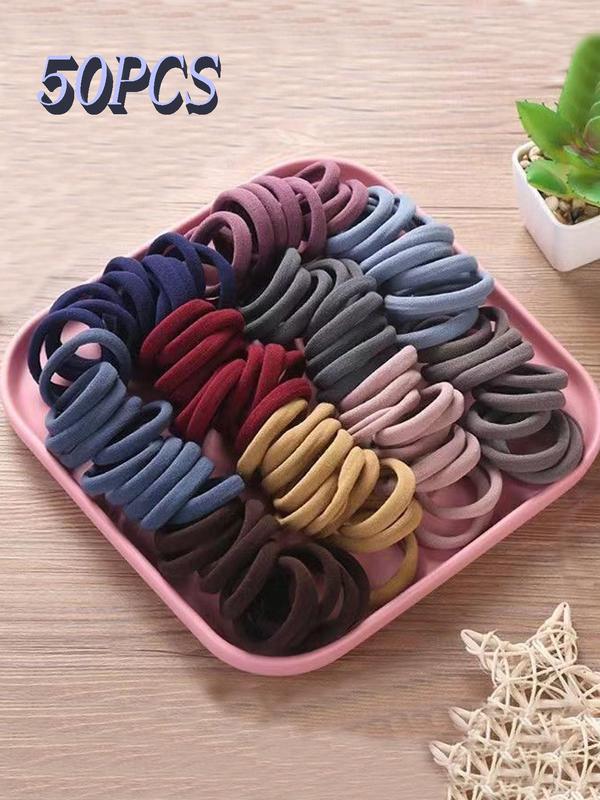 Random Color High Elastic Hair Tie, Soft Thick Seamless Hair Tie, Hair Accessories for Women & Girls, Suitable for Daily Use