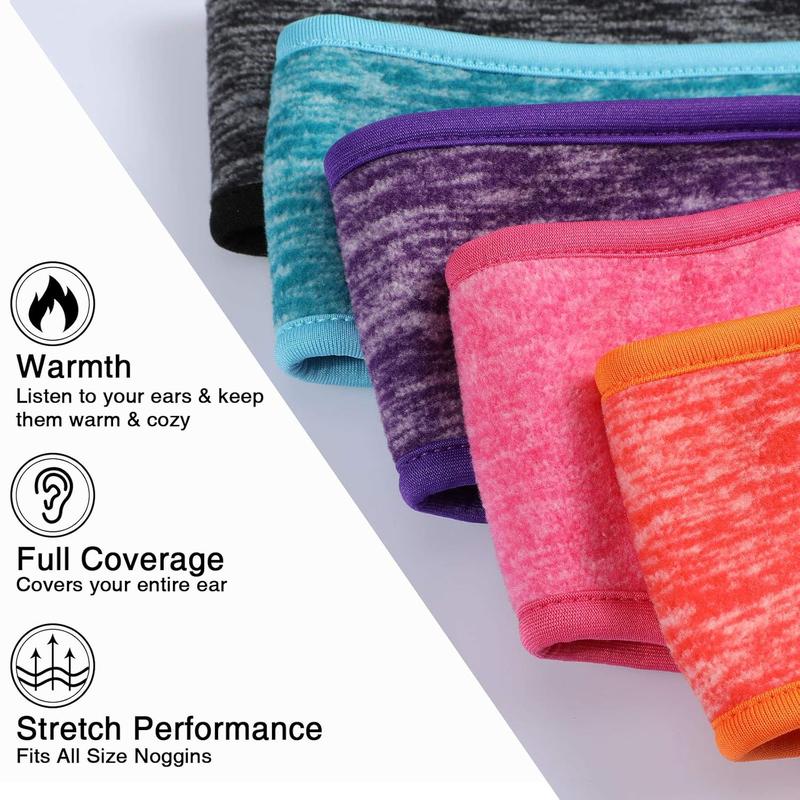 8- Fleece Headband Ear Warmers with Buttons - Stretchy Winter Running Sweatbands for Women and Men -  Colors