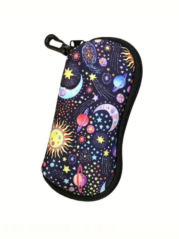 Rhombic Mandala Pattern Print Sunglasses Case for Gift, Portable Zipper Glasses Case, Ultra Light Eyeglass Safety Pouch Box with Belt Clip