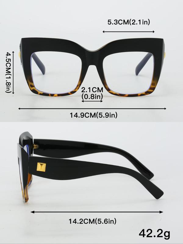 Women's Street Trend Rivet Design Eyeglasses for Everyday Use, 1 Pair Trendy Cat Eye Frame Eyeglasses, Fashionable Versatile Accessories for Daily Use