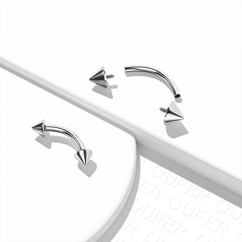 Oufer 2PCS 16G Titanium Internally Threaded Spike Eyebrow Rook Rings