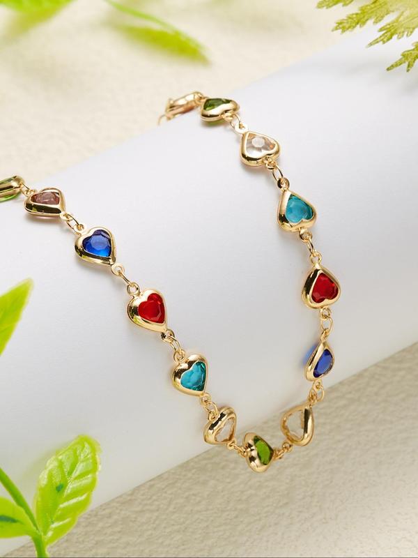 Fashion Heart Decor Anklet for Women, Foot Jewelry for Summer Beach, Zinc Alloy Body Jewelry for Girls Teenagers