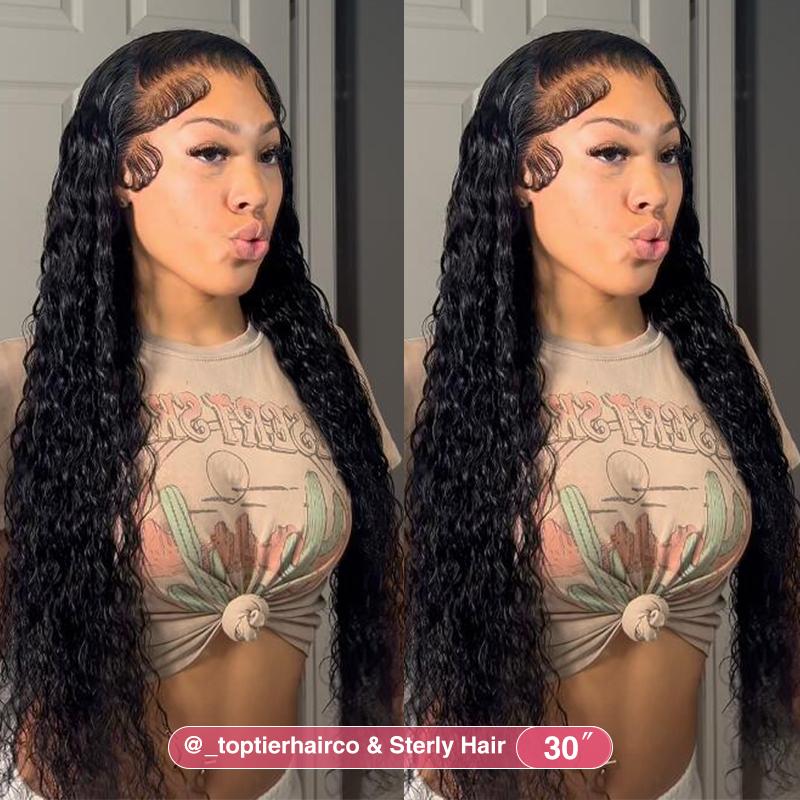 STERLY Hair 13x6 Lace Natural   Burgundy Color Deep Wave Frontal Human Hair Wig