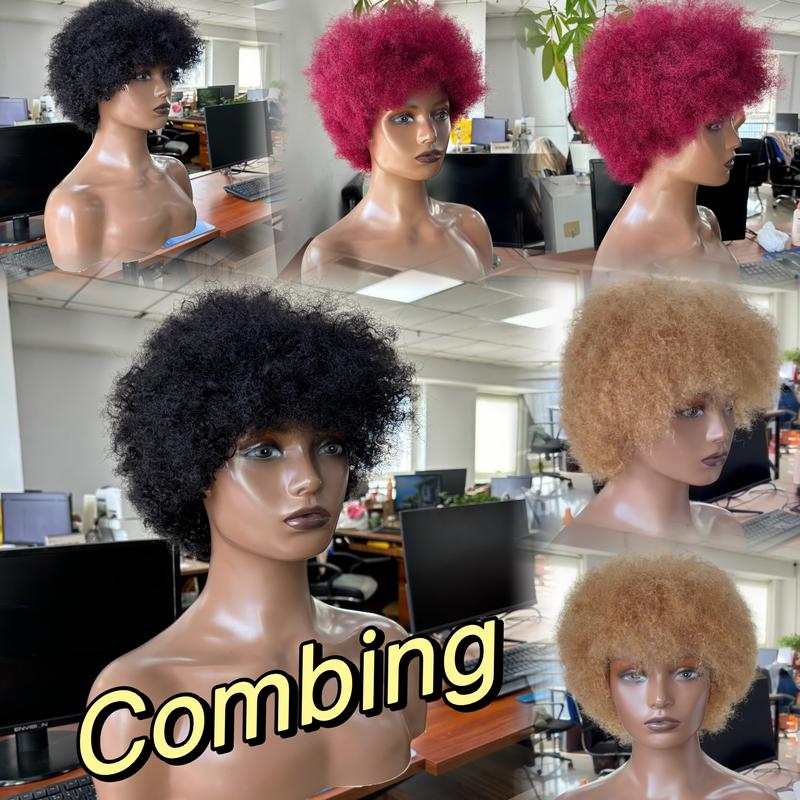 Short Afro Kinky Curly 99J Wig For Women 100% Human Hair Wigs 180% Density Pixie Curl Afro Wig Afro Kinky Curly Wigs Onetide Hair