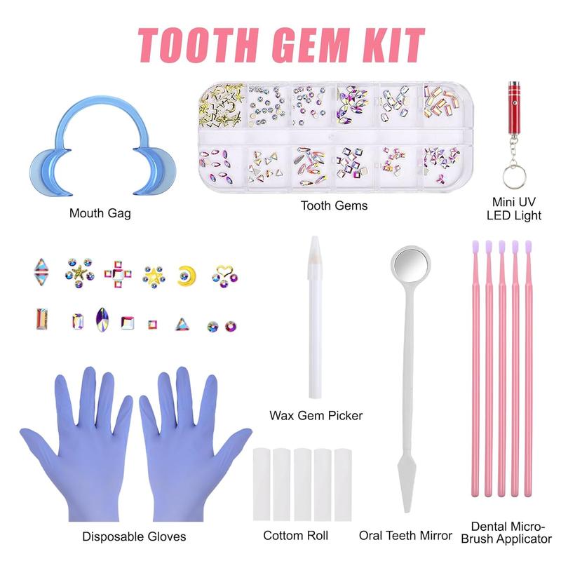 Gems Kit for Teeth,DIY Tooth Gem Kit Professional,Fashionable Shining Crystal Teeth Jewelry Sweet Smile Gems (without Glue)