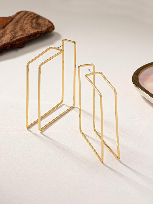 Women's Punk Style Square Shape Hoop Earrings, 1 Pair Trendy Exaggerated Hoop Earrings, Chic Gorgeous Jewelry As Gift for Girlfriend