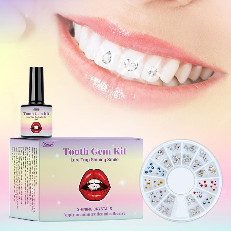 Family portrait teeth gems set, super shiny teeth jewelry decoration for DIY teeth jewelry, multi-color easy to use removable teeth jewelry, dental care accessories for parties and gatherings