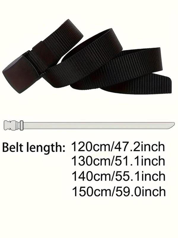 Men's Business Solid Color Automatic Buckle Tape Belt, Fashion Casual Nylon Belt for Daily Clothing Decor, Trendy All-match & Exquisite Belt for Birthday Gift