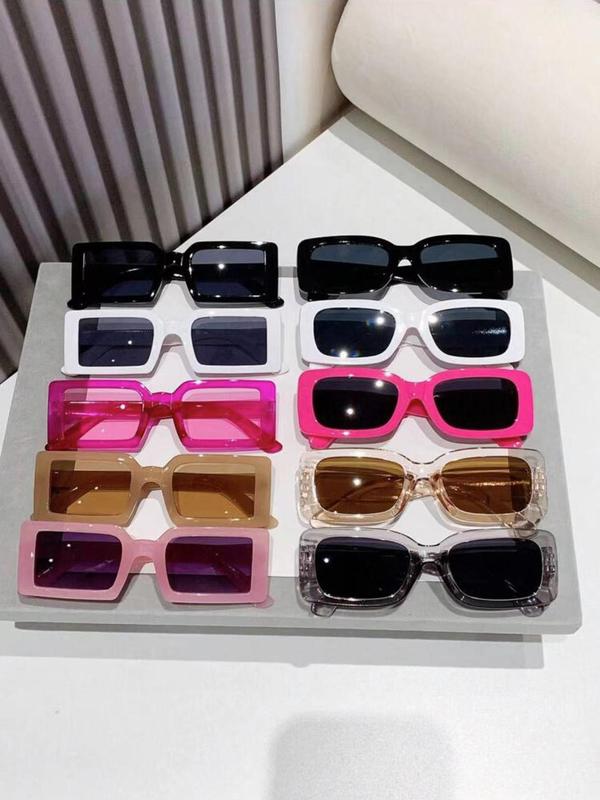 Spring & Summer Matching Square Frame Sunglasses for Men, Designer Sunglasses for Women, Designer Sunglasses, Travel Accessories, 2024 New Back To School Sun Protection Glasses