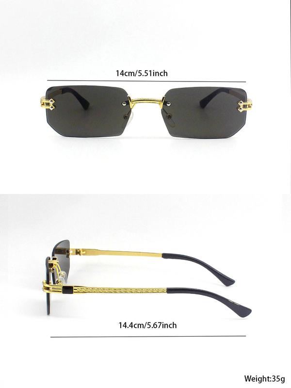 Unisex Luxury Rimless Sunglasses, Trendy Casual Geometric Frame Sun Protection Sunglasses for Everyday Use, Fashion Accessories for Outdoor Activities