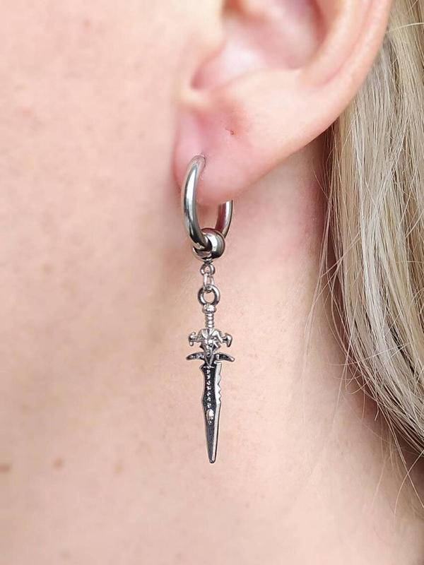 Unisex Street Style Sword Design Dangle Earrings, Punk Hip Hop Style Dangle Earrings for Party, Daily Decor, Trendy All-match Vintage Goth Jewelry for Birthday Gift