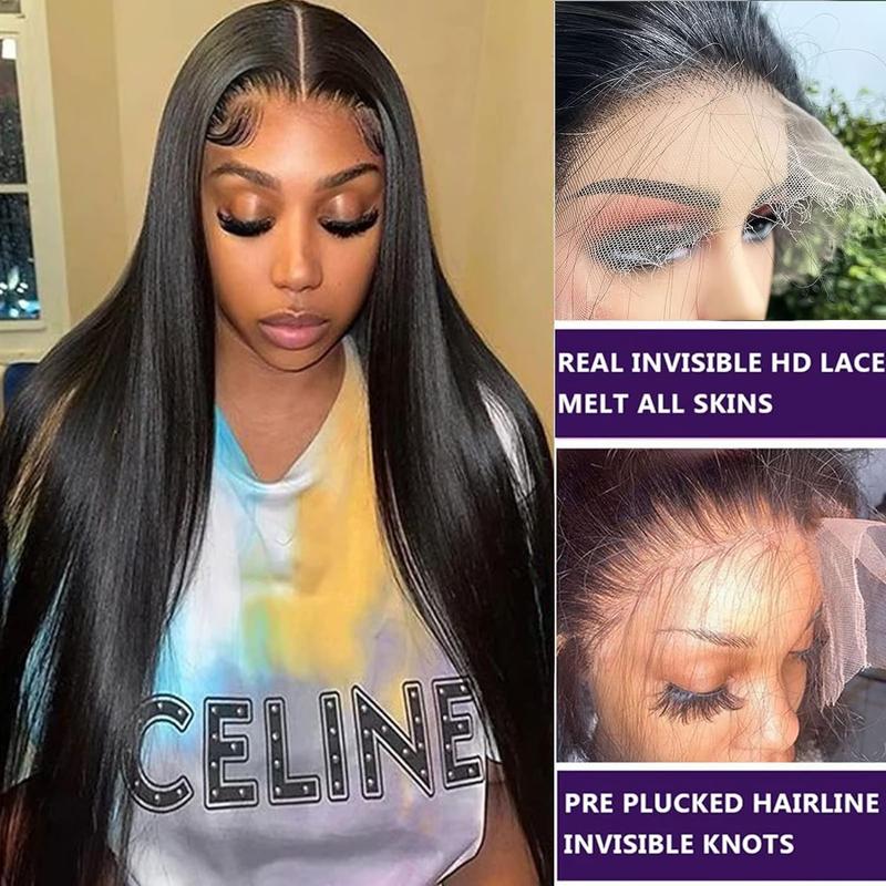 Lemoda 13x6 SKINLIKE Real HD Lace Wigs 180% Density Straight 13x4 Full Lace Frontal Wigs 12A Brazilian Straight Virgin Human Hair Lace Front Wig Invisible 0.1mm Ultra-thin Frayed Ends Tiny Knots