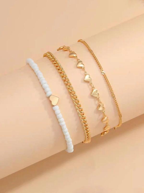 Summer 2024 Women's Elegant Heart Design Anklet, Fashion Exquisite Ankle Bracelet, All-match Fashion Accessories for Daily Wear