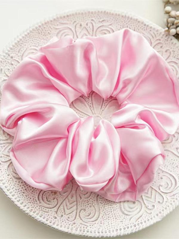 Women's Elegant Solid Color Ruched Design Hair Tie, Cute Trendy Scrunchie, Fashionable Hair Accessories for Daily & Party Decoration