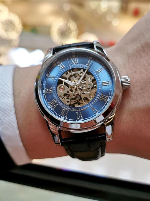 Men's Mechanical Watch, Fashion Automatic Skeleton Watch for Party, Daily Clothing Decor, Trendy All-match & Exquisite Watch for Birthday Gift with Box