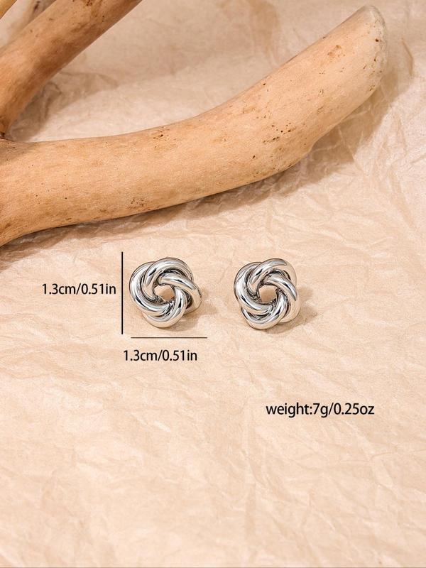 Women's Elegant Twist Design Stud Earrings, 2024 New Style Jewelry for Party, Daily Clothing Decor, Trendy All-match & Exquisite Jewelry for Birthday Gift