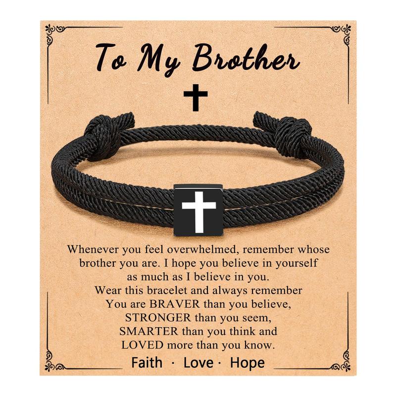 Gifts for Brother, Brother Gifts from Sister, Birthday Gifts for Brother, Brother Cross Bracelet Valentine's Day Gifts Ideas