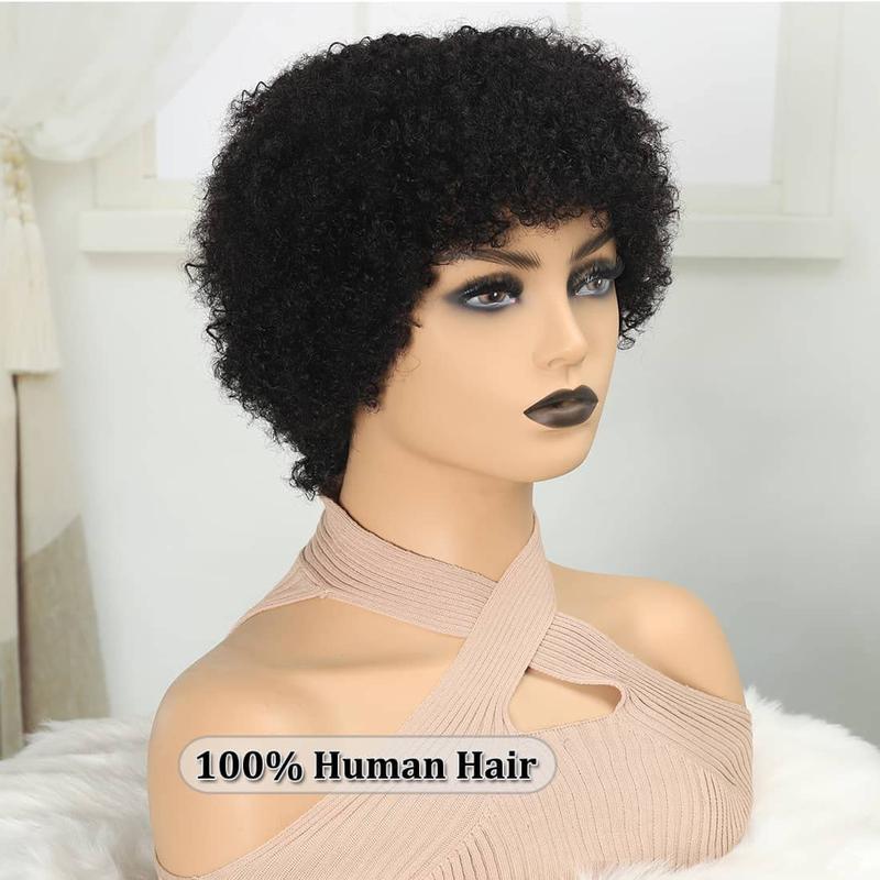 Short Afro Kinky Curly 99J Wig For Women 100% Human Hair Wigs 180% Density Pixie Curl Afro Wig Afro Kinky Curly Wigs Onetide Hair