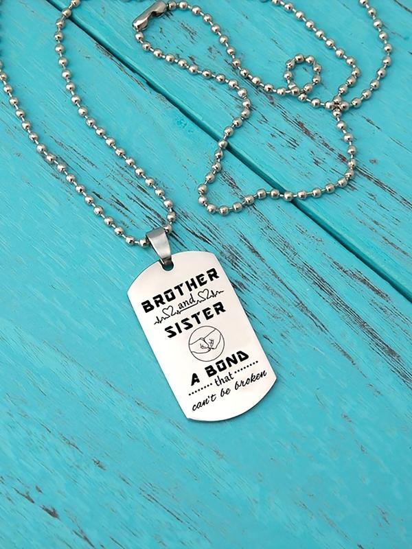 Summer Cute Letter Pattern Sibling Necklace for Brother and Sister, Trendy All-match & Exquisite Jewelry for Gift for Party, Daily Clothing Decor