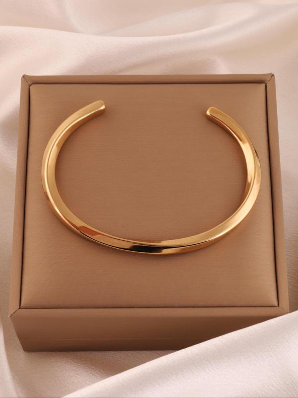 Fashion Simple Stainless Steel Cuff Bangle for Women, Fashion Jewelry for Party, Daily Clothing Decor, Trendy All-match & Exquisite Jewelry for Birthday Gift