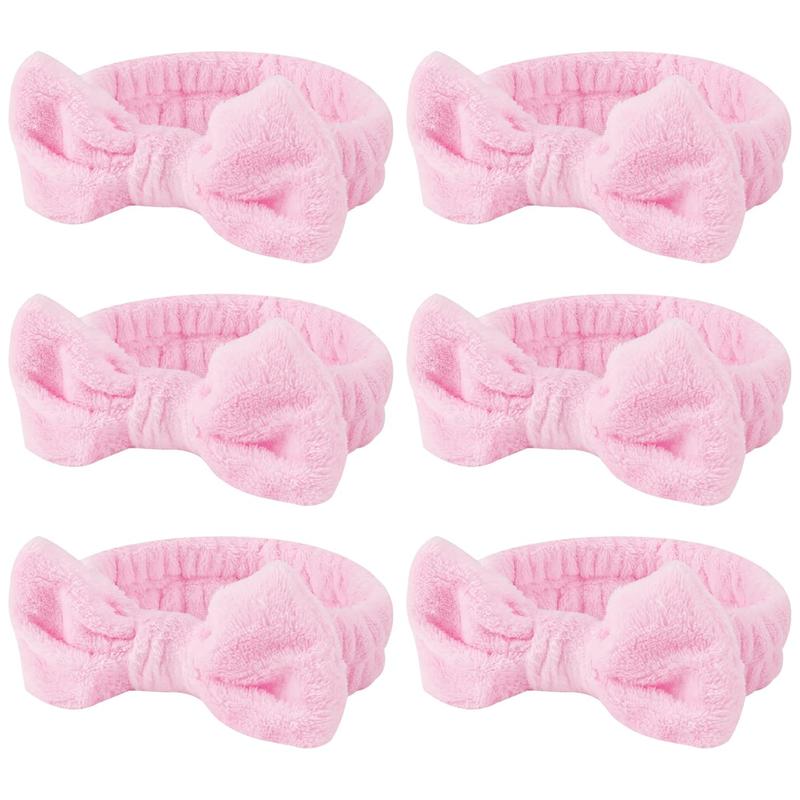 Pink 6 Pcs Spa Headband, Hair Band for Washing Face, Makeup Headband, Skincare Headbands, Soft Fleece Hairband for Face Washing Yoga