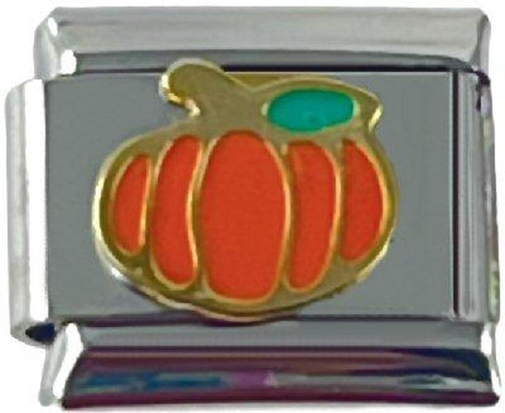 Italian Charm Link Halloween Orange Pumpkin 9mm