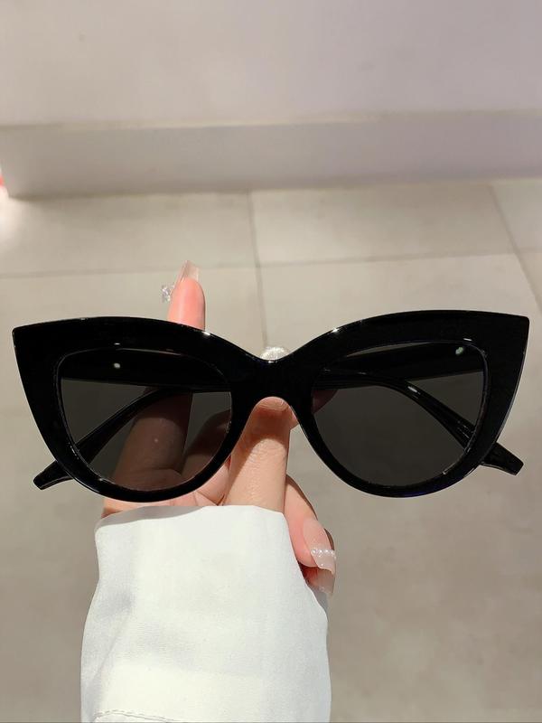 Unisex Plain Color Frame Sunglasses (1 Pair), Trendy Casual Cat Eye Frame Sunglasses for Everyday Use, Fashion Accessories for Outdoor Activities