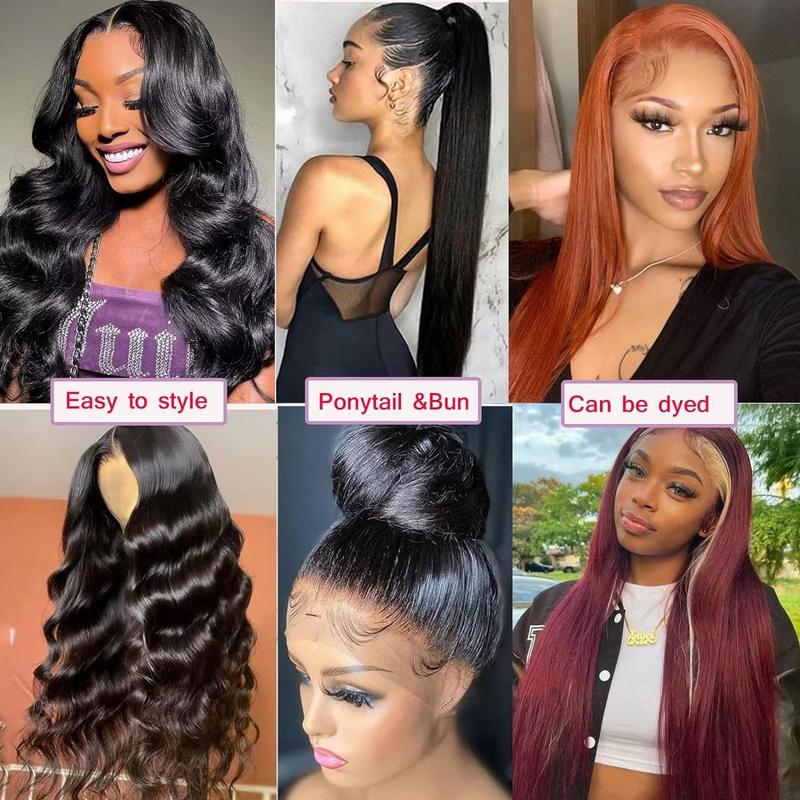 Lemoda 13x6 SKINLIKE Real HD Lace Wigs 180% Density Straight 13x4 Full Lace Frontal Wigs 12A Brazilian Straight Virgin Human Hair Lace Front Wig Invisible 0.1mm Ultra-thin Frayed Ends Tiny Knots