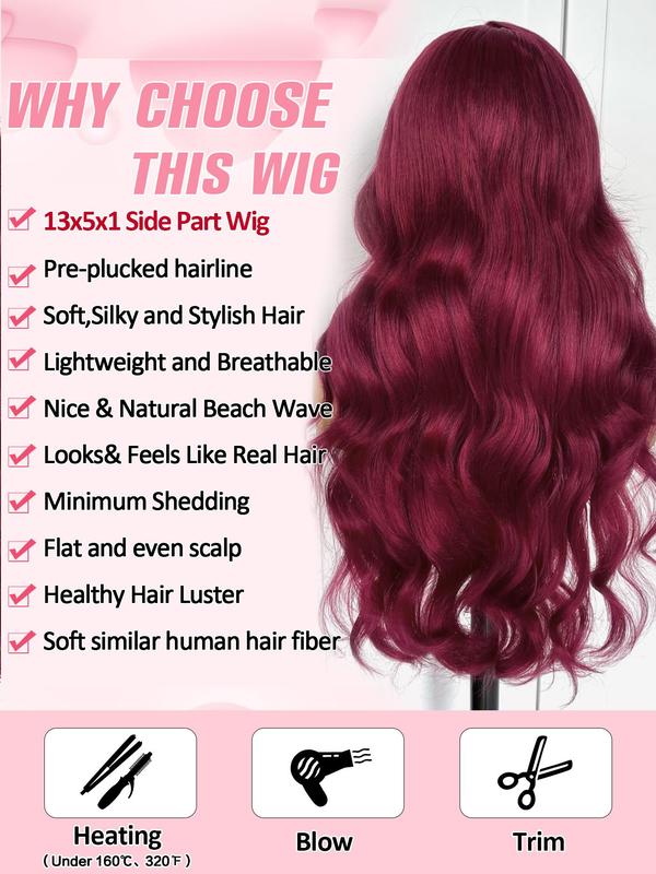 26 Inch Long Wavy Wigs for Women, Gorgeous Fluffy Wigs without Bangs, Wigs for Black Women, Synthetic Pre Plucked Lace Front Wigs with Baby Hair for Party, Daily Use