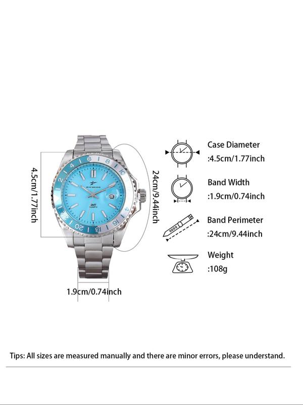 Men's Business Fashion Round Dial Analog Quartz Watch with Date Function, Fashion Watch for Party, Daily Clothing Decor, Trendy All-match & Exquisite Watch for Birthday Gift with Box