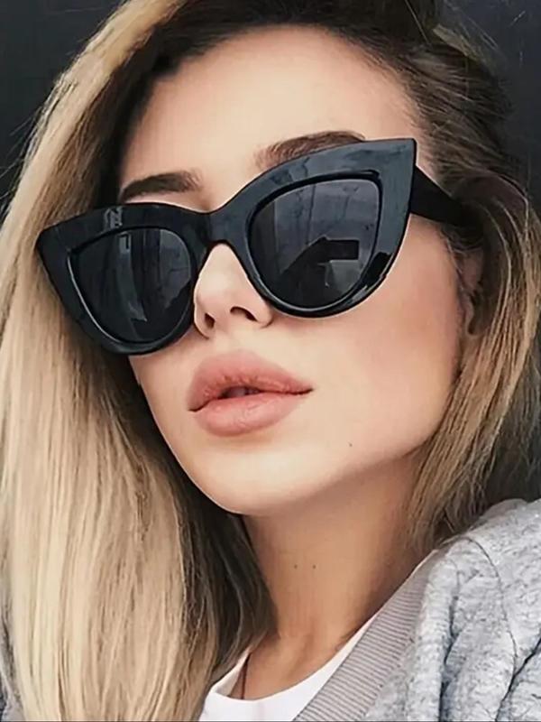 Unisex Plain Color Frame Sunglasses (1 Pair), Trendy Casual Cat Eye Frame Sunglasses for Everyday Use, Fashion Accessories for Outdoor Activities