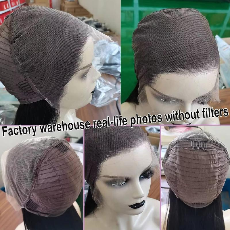 Lemoda 13x6 SKINLIKE Real HD Lace Wigs 180% Density Straight 13x4 Full Lace Frontal Wigs 12A Brazilian Straight Virgin Human Hair Lace Front Wig Invisible 0.1mm Ultra-thin Frayed Ends Tiny Knots