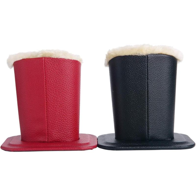 Eyeglass Holders, PU Leather Eyeglass Holder Stands with Soft Plush Lining - 2 Packs (Black, Burgundy Red)