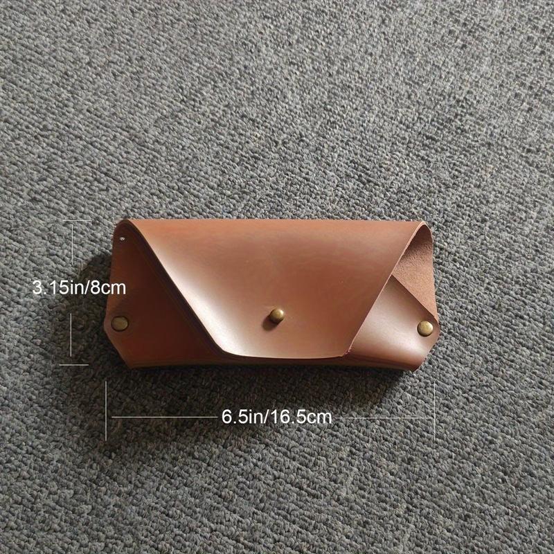 Vintage Style Faux Leather Eyeglass Case with Rivet, Solid Color Glasses Case, Protective Glasses Pouch for Men and Women