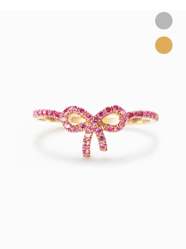 Bow Design Rhinestone Decorated Ring, Fashion Accessories for Women & Girls, Trendy All-match & Exquisite Jewelry for Birthday Gift