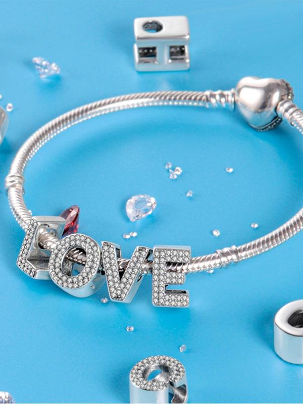 Rhinestone Decorated Letter Shaped Design Charm,  Fashionable Alphabet Charm for Women & Girls for DIY Jewelry, Trendy All-match & Exquisite DIT Jewelry As Gift