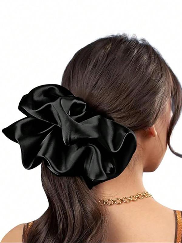 Women's Elegant Solid Color Ruched Design Hair Tie, Cute Trendy Scrunchie, Fashionable Hair Accessories for Daily & Party Decoration