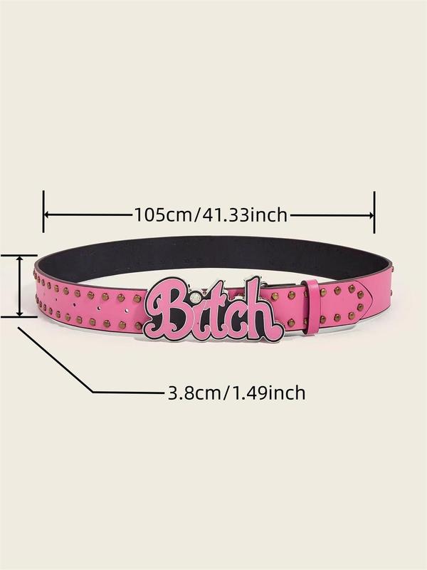 Women's Punk Style Letter Design Belt, Fashion Y2K Hip Hop PU Leather Belt, Retro Fashion Personalized Wide Edge Leisure Multi-functional Belt