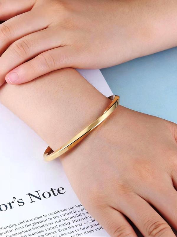 Fashion Simple Stainless Steel Cuff Bangle for Women, Fashion Jewelry for Party, Daily Clothing Decor, Trendy All-match & Exquisite Jewelry for Birthday Gift