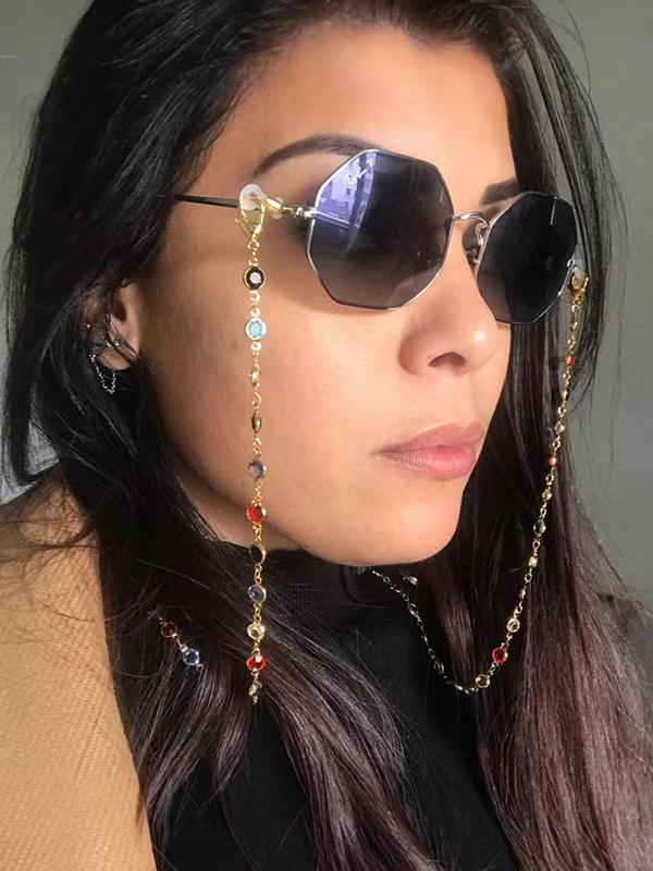 Boho Random Color Rhinestone Decor Glasses Chain for Decoration, Mask Chain, Anti-loss Anti-slip Multi-purpose Glasses Chain, Fashion Accessories for Going Out To Play