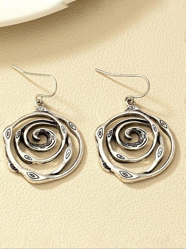 Vintage Hollow Out Flower Design Dangle Earrings (1 Pair), Fashionable Jewelry for Women for Party, Daily Clothing Decor, Trendy All-match & Exquisite Jewelry for Birthday Gift