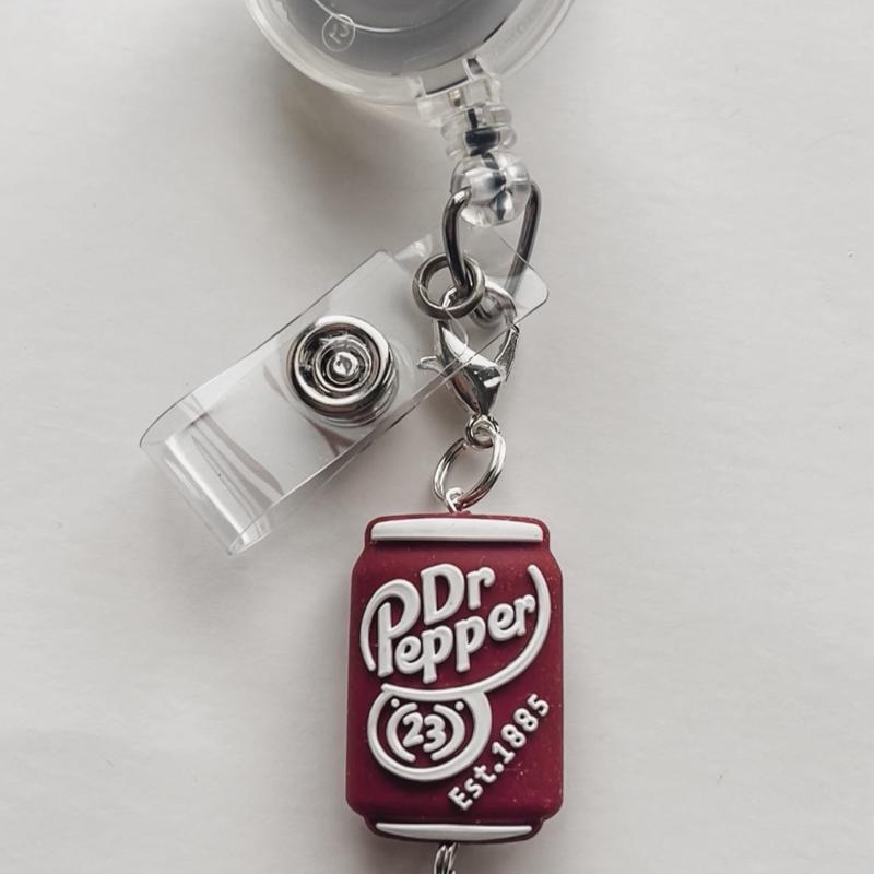 Soda Pop Badge Reel Charm Lanyard Charm Nurse Teacher Badge Charm Nurse ID Holder Charm Purse Charm Backpack Keys Soda Silicone Soda Lovers Pink Bow Coquette Aesthetic Trendy DR P