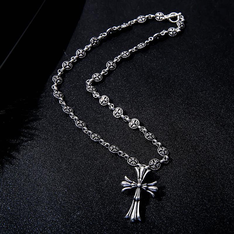 Sword Cross Necklace,Cross Hearts ChainNecklace,Gothic Necklace,Boat Anchor NecklacePunk Cross Necklace Gothic Silver Choke Chain Necklace