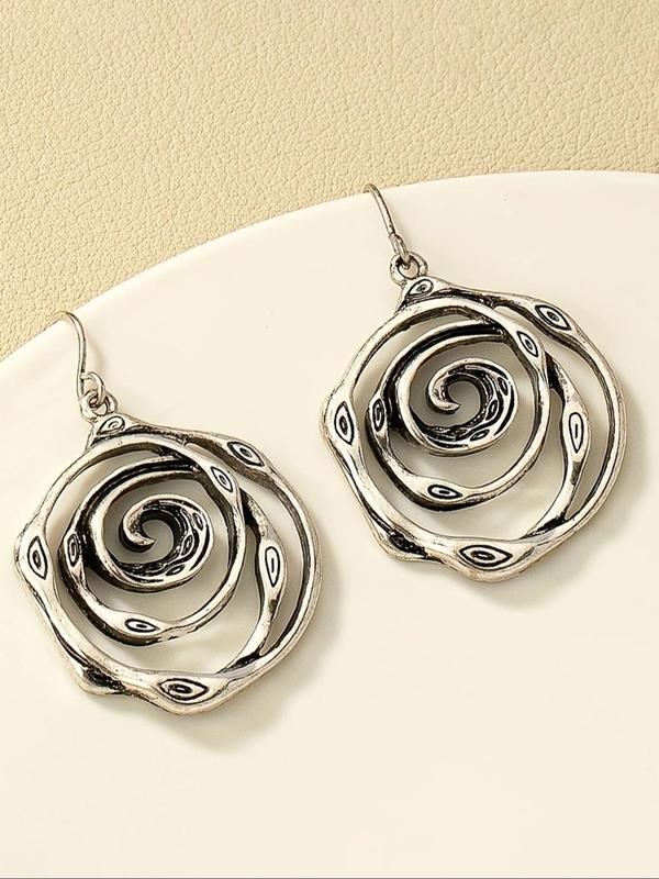 Vintage Hollow Out Flower Design Dangle Earrings (1 Pair), Fashionable Jewelry for Women for Party, Daily Clothing Decor, Trendy All-match & Exquisite Jewelry for Birthday Gift