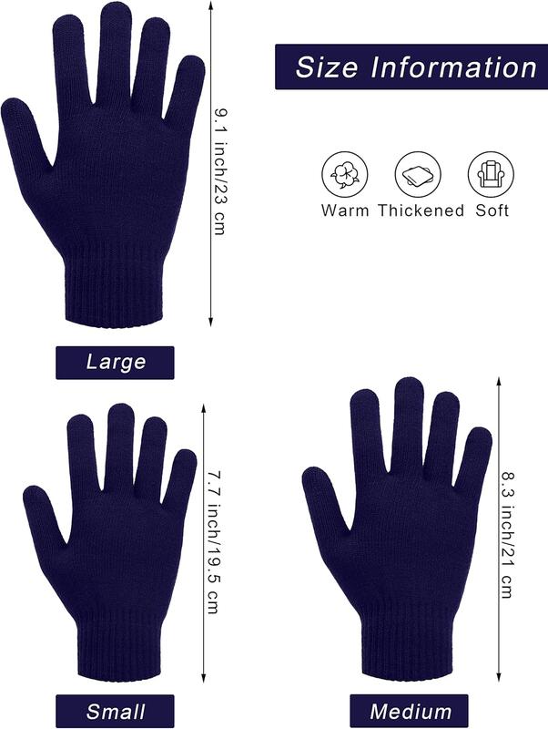 3 Pairs Winter Warm Magic Gloves Thicken Cashmere Knit Gloves Stretchy Unisex Full Fingers Gloves for Men Women