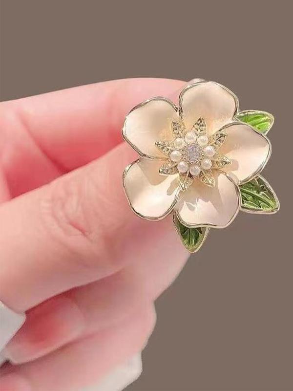 Elegant Dripping Oil Gardenia Design Brooch, Fashionable Jewelry for Women & Men for Party, Daily Clothing Decor, Trendy All-match & Exquisite Brooch for Birthday Gift