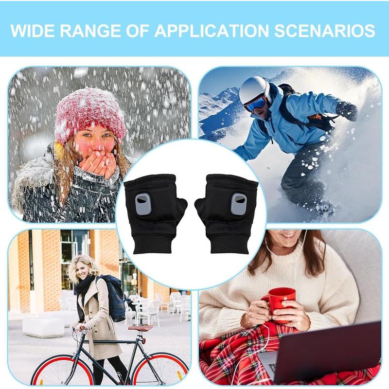 USB Rechargeable Heated Gloves, 1 Pair Windproof Heating Gloves for Christmas Gift, Adjustable 3 Level Riding Gloves, Outdoor Sports Gloves for Cold Weather