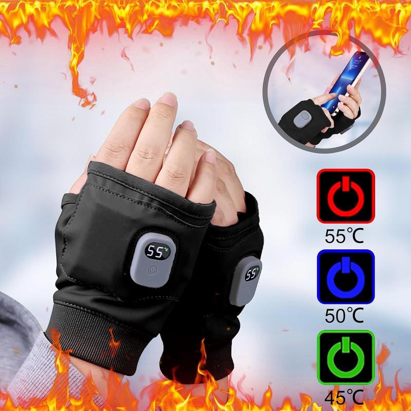 USB Rechargeable Heated Gloves, 1 Pair Windproof Heating Gloves for Christmas Gift, Adjustable 3 Level Riding Gloves, Outdoor Sports Gloves for Cold Weather