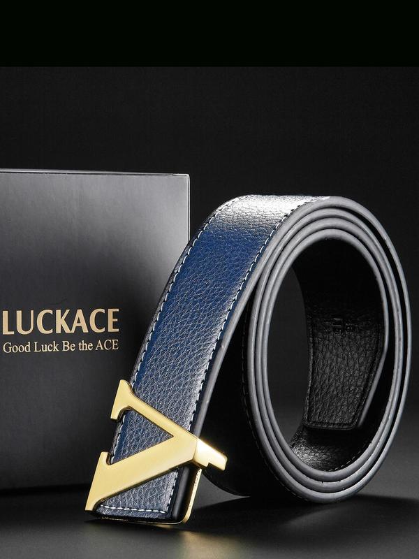 Business Letter V Design Belt for Men, Trendy Minimalist PU Buckle Belt, Chic Formal Clothes Accessories As Gift for Boyfriend