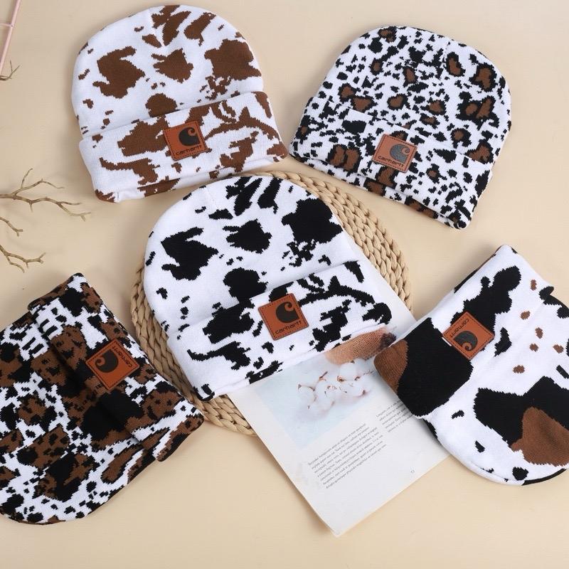 Cow Print Fall Winter Weather Unisex Beanie Hat